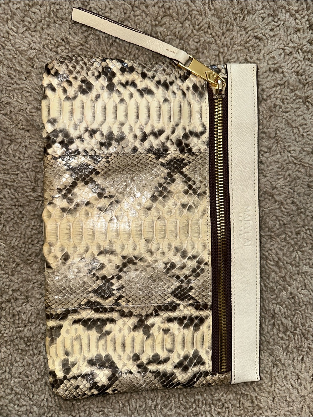 Marylai Leather & Python Clutch Bag